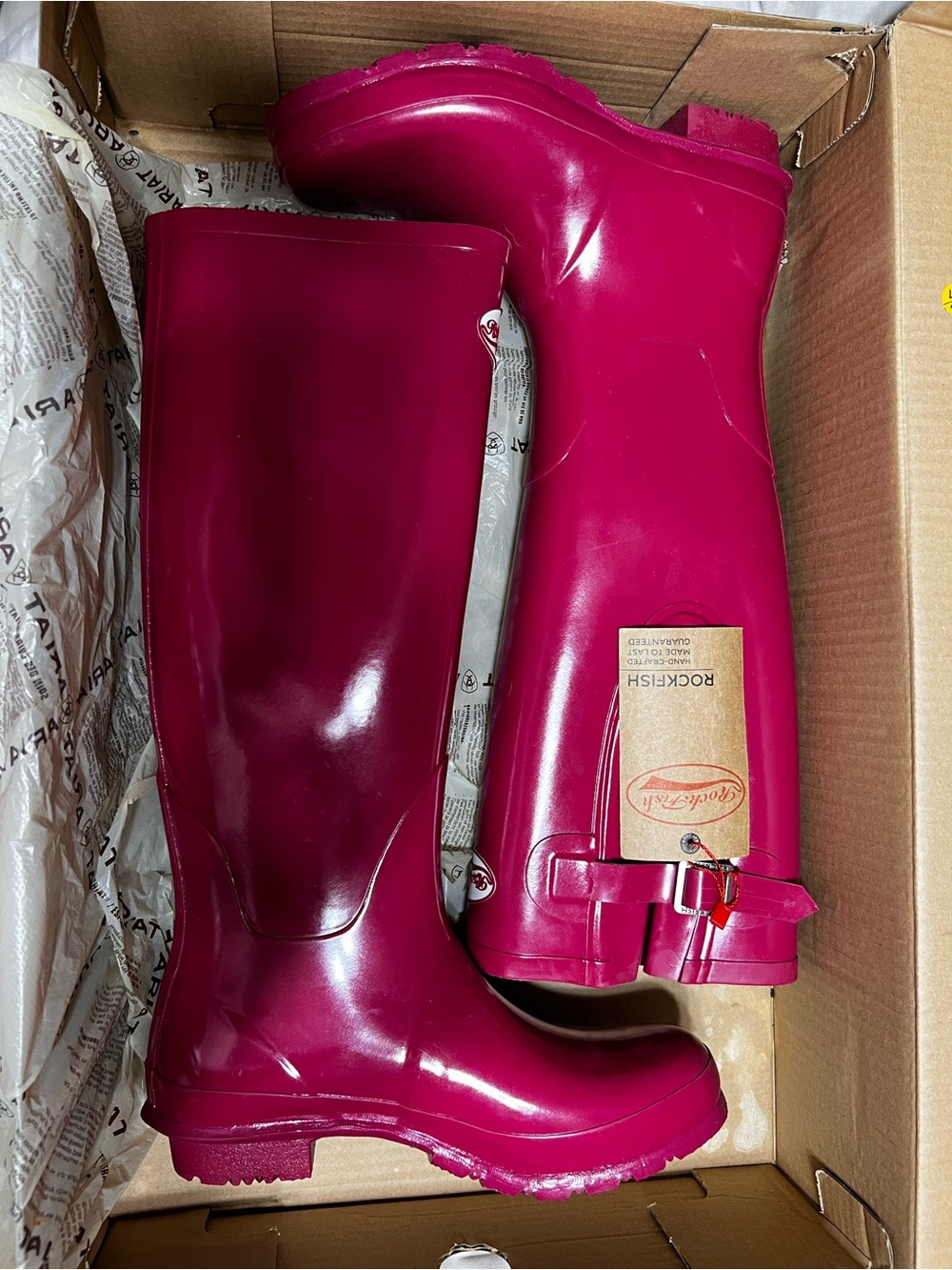 Women's Tall Waterproof Rain Boots in Deep Berry